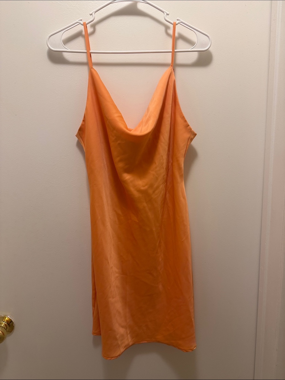 Urban Outfitters Orange Satin Cowl Mini Slip Dress